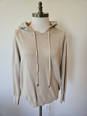 Cream Hoodie Long Sleeve Sweater